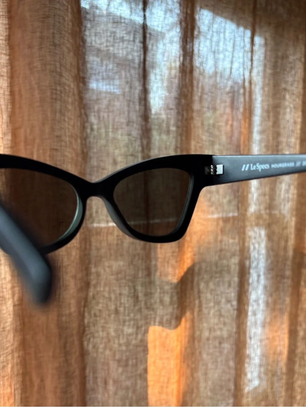 Le Specs Black Cat-Eye Sunglasses with Dark Green Lenses